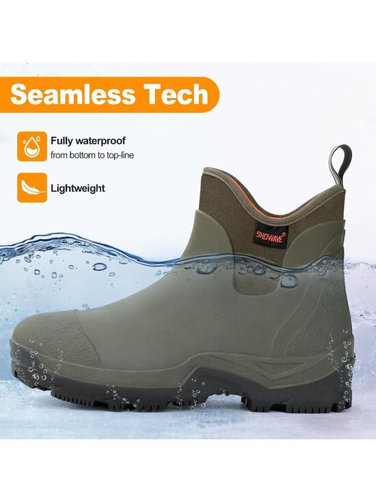 Men\'s Olive Lightweight Ultra-Light Mud Rubber Fishing Waterproof Rain Boots
